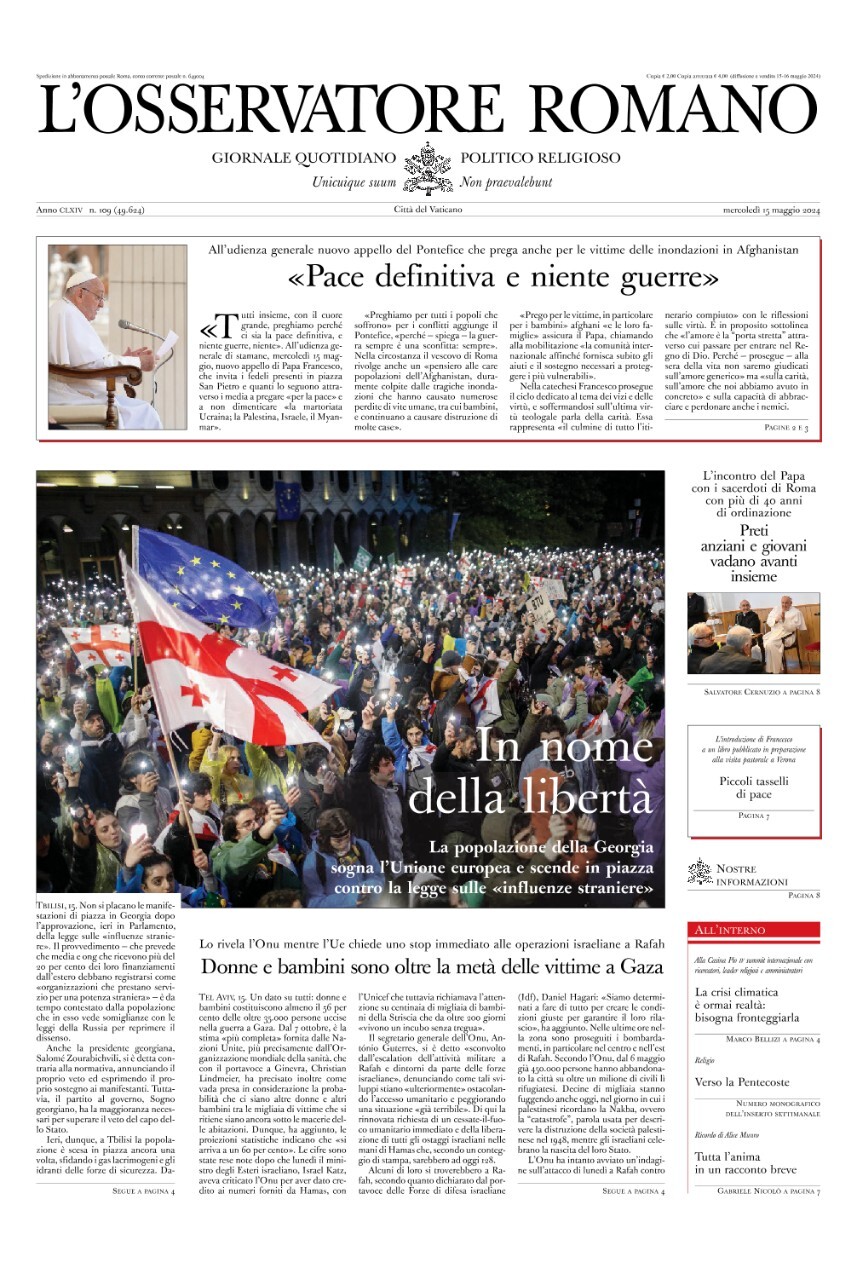 Prima-pagina-orservatore-romano-edizione-di-oggi-15-05-2024