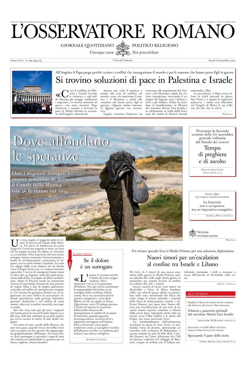 Prima-pagina-orservatore-romano-edizione-di-oggi-16-09-2024