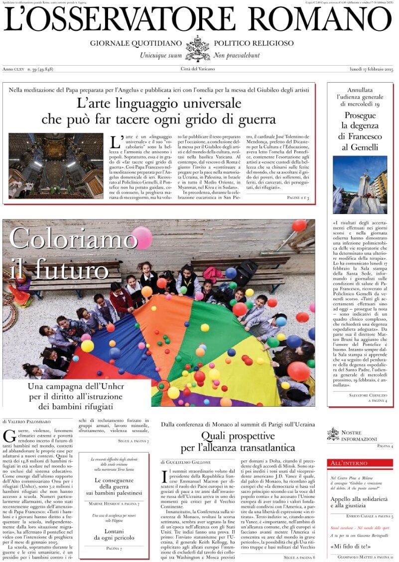 Prima-pagina-orservatore-romano-edizione-di-oggi-17-02-2025