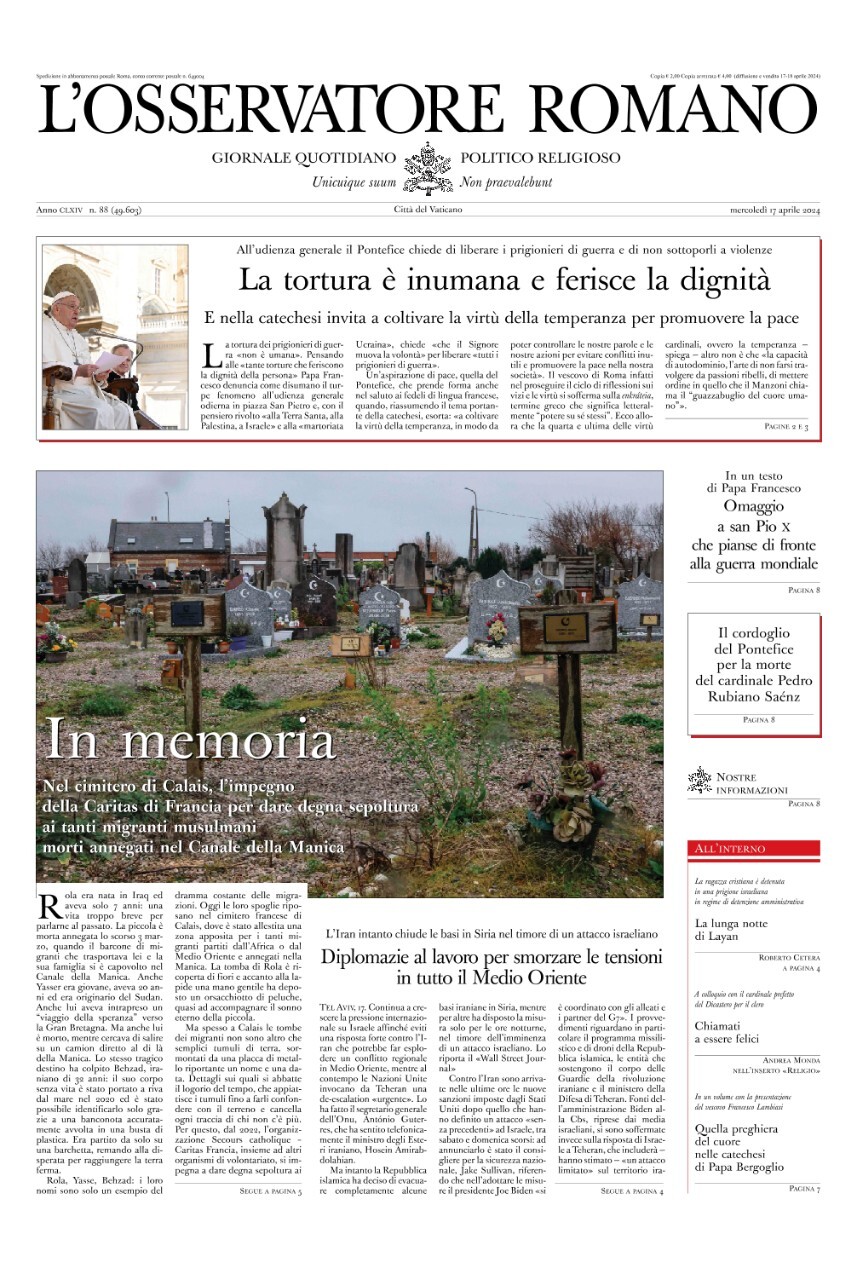 Prima-pagina-orservatore-romano-edizione-di-oggi-17-04-2024