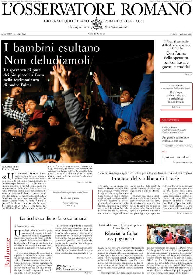 Prima-pagina-orservatore-romano-edizione-di-oggi-18-01-2025