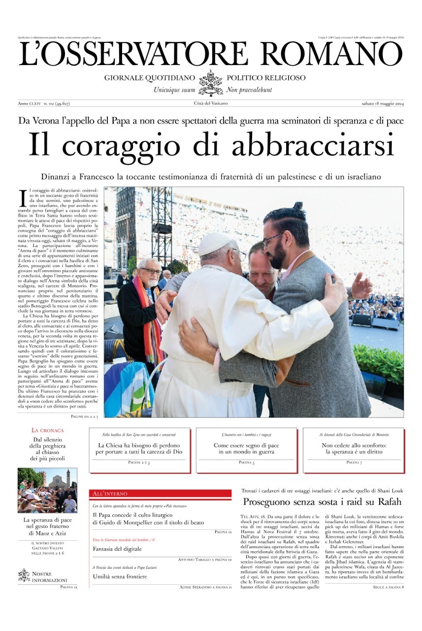 Prima-pagina-orservatore-romano-edizione-di-oggi-18-05-2024