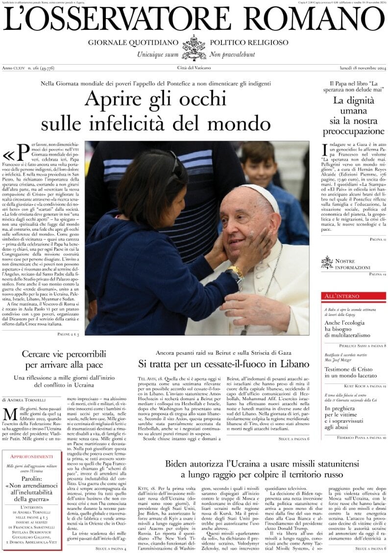 Prima-pagina-orservatore-romano-edizione-di-oggi-18-11-2024