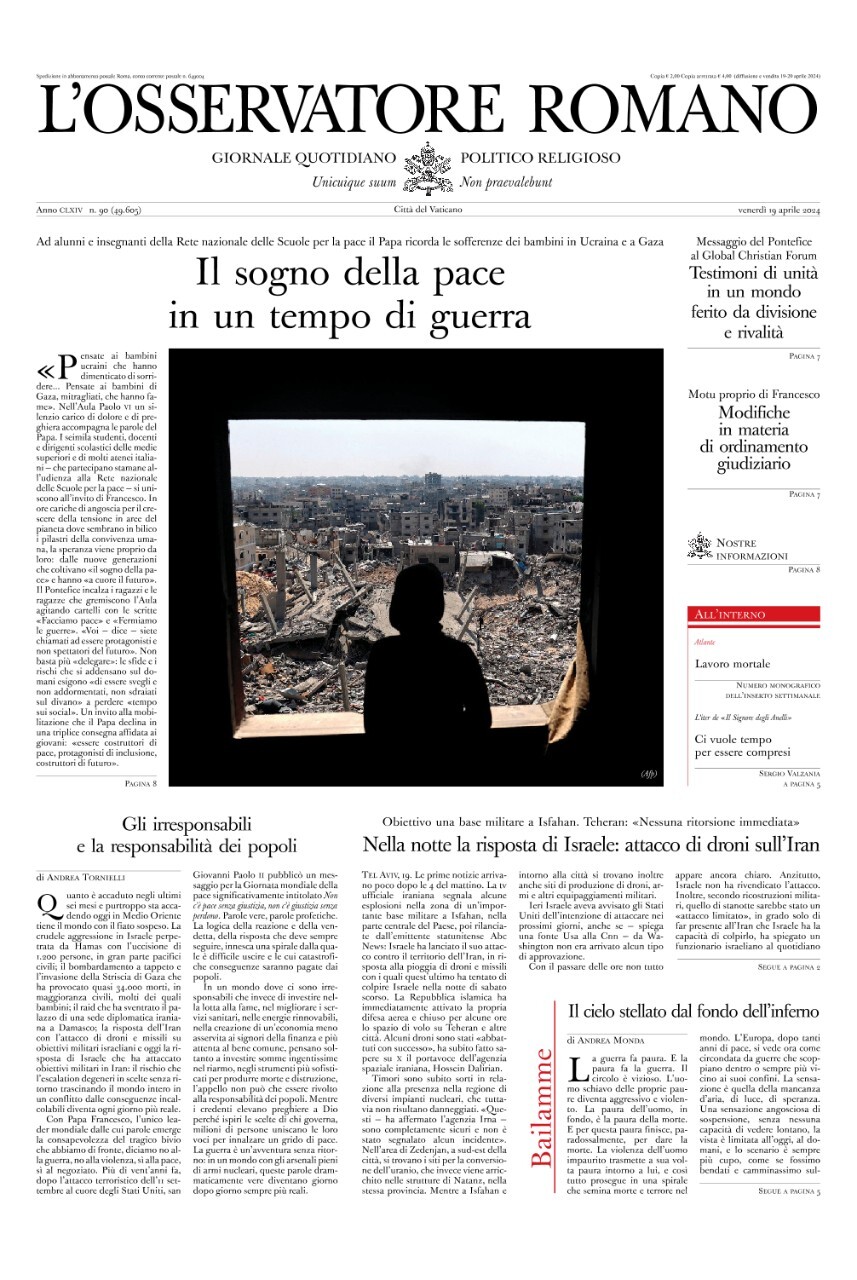 Prima-pagina-orservatore-romano-edizione-di-oggi-19-04-2024