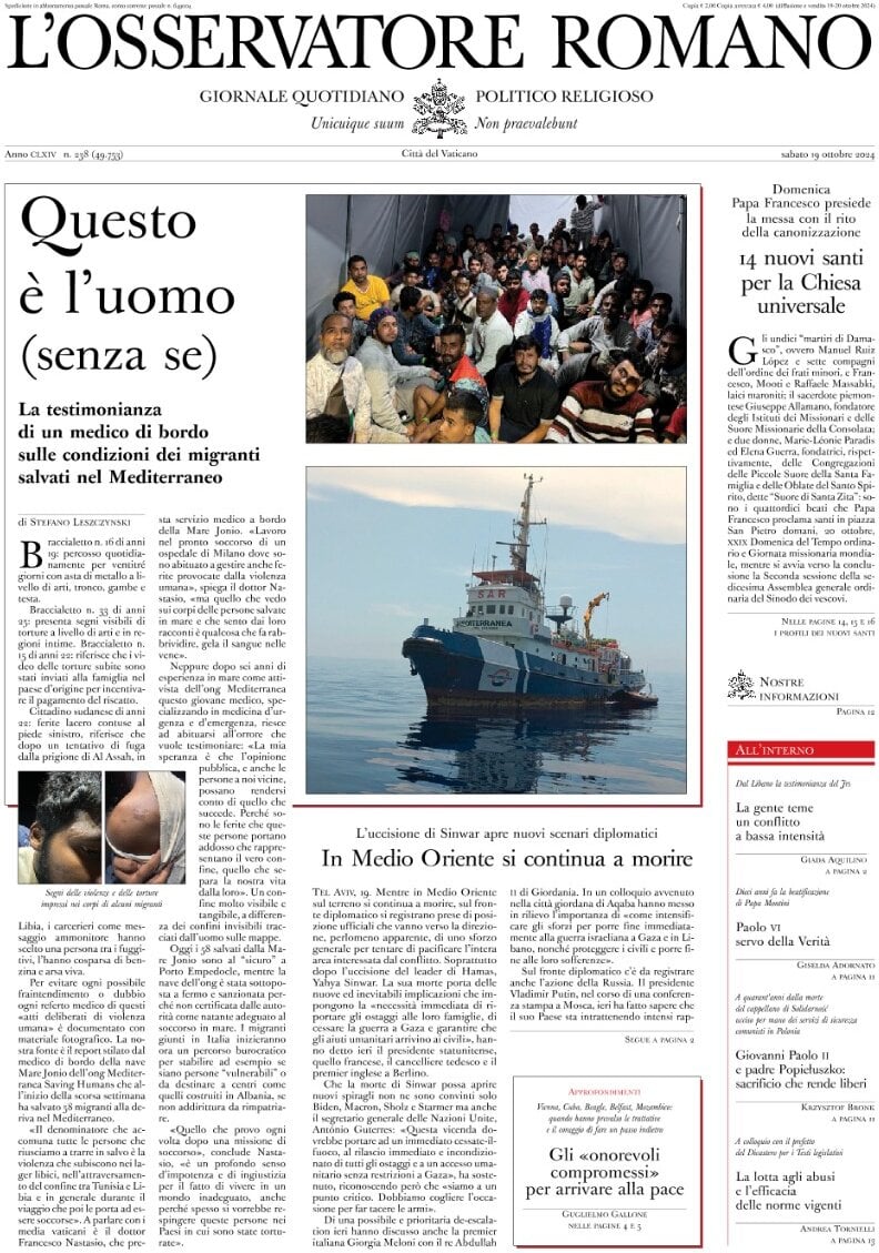 Prima-pagina-orservatore-romano-edizione-di-oggi-19-10-2024