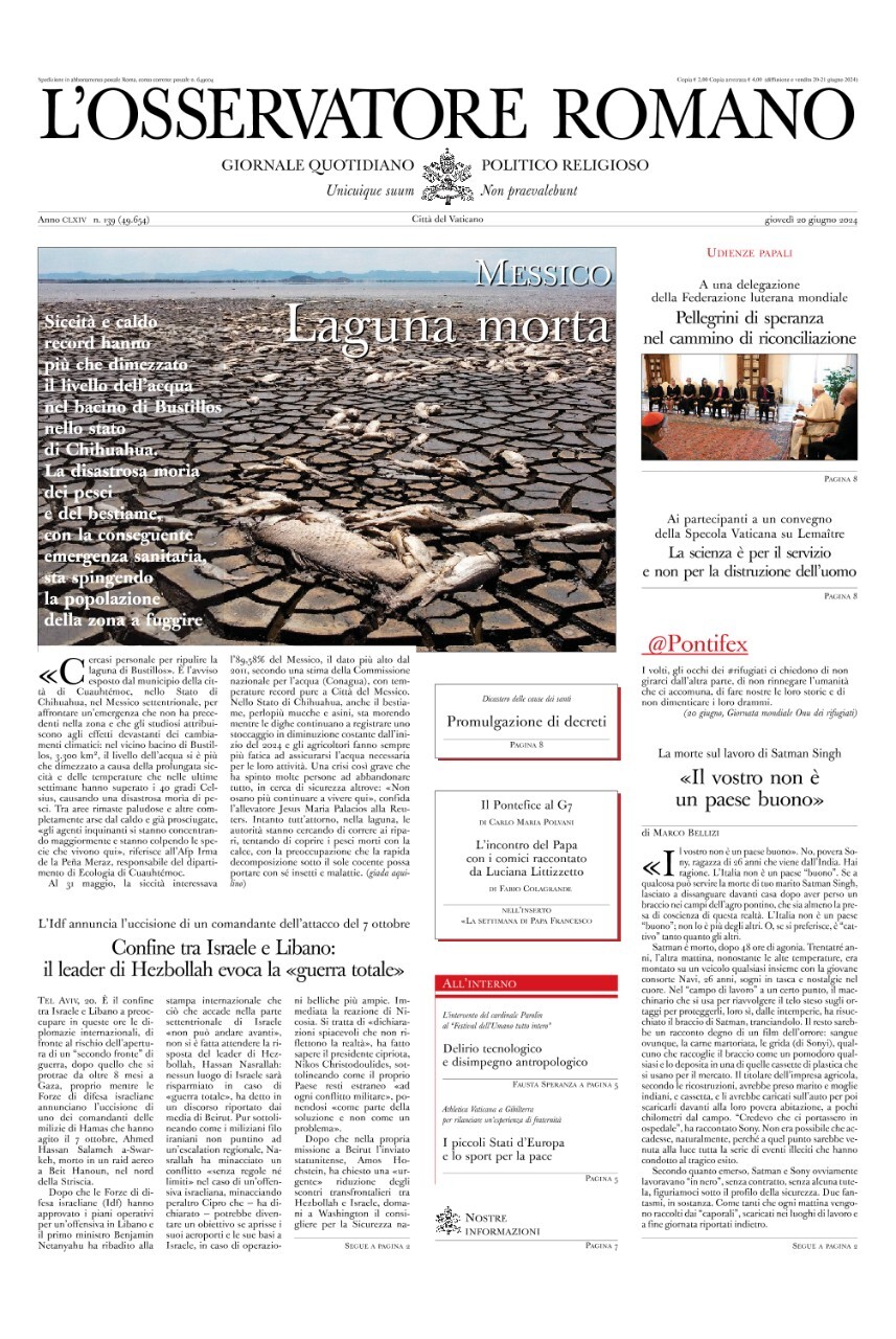 Prima-pagina-orservatore-romano-edizione-di-oggi-20-06-2024