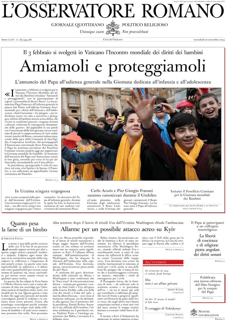 Prima-pagina-orservatore-romano-edizione-di-oggi-20-11-2024