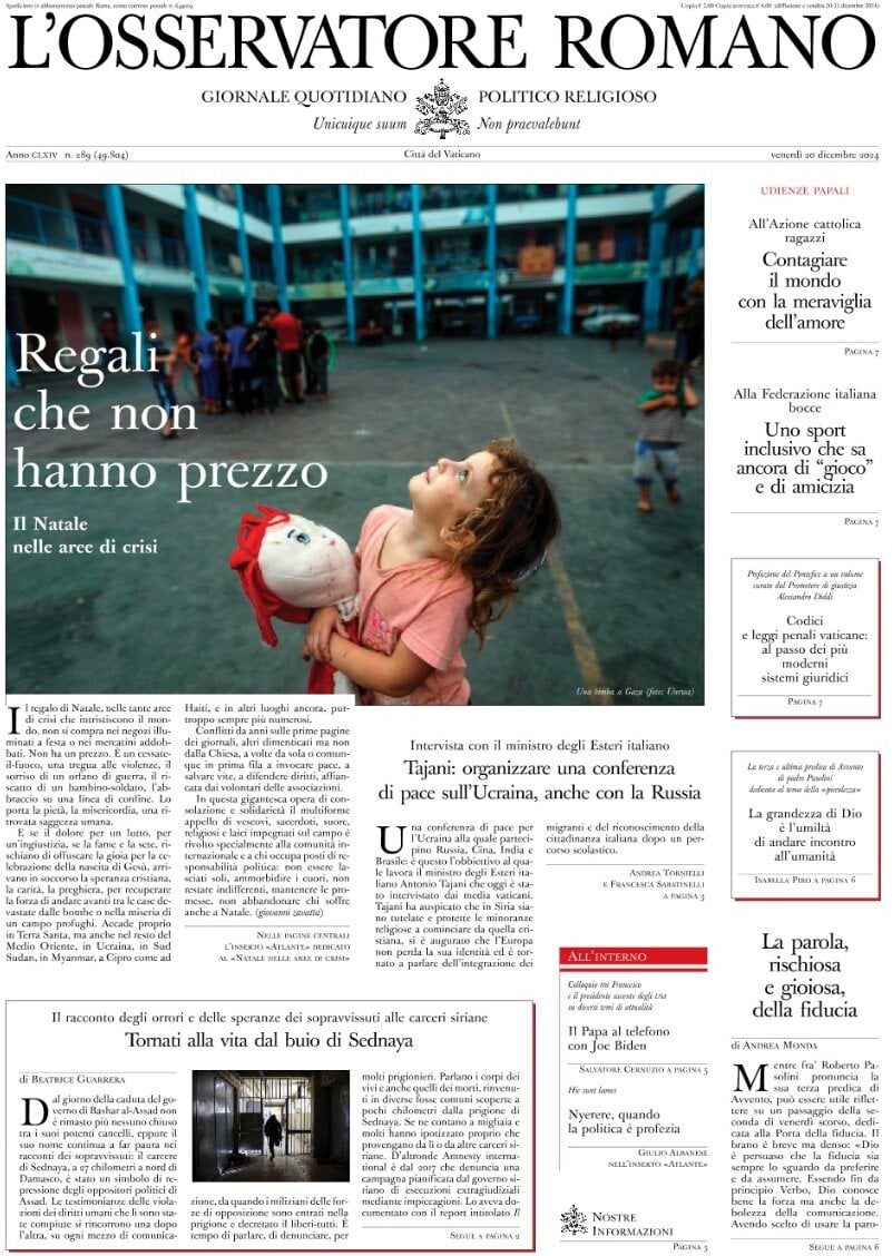 Prima-pagina-orservatore-romano-edizione-di-oggi-20-12-2024