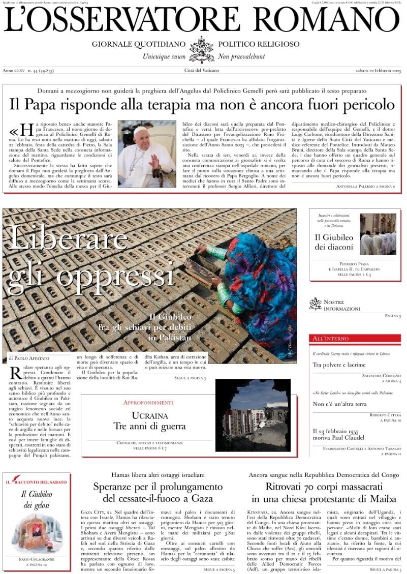 Prima-pagina-orservatore-romano-edizione-di-oggi-22-02-2025