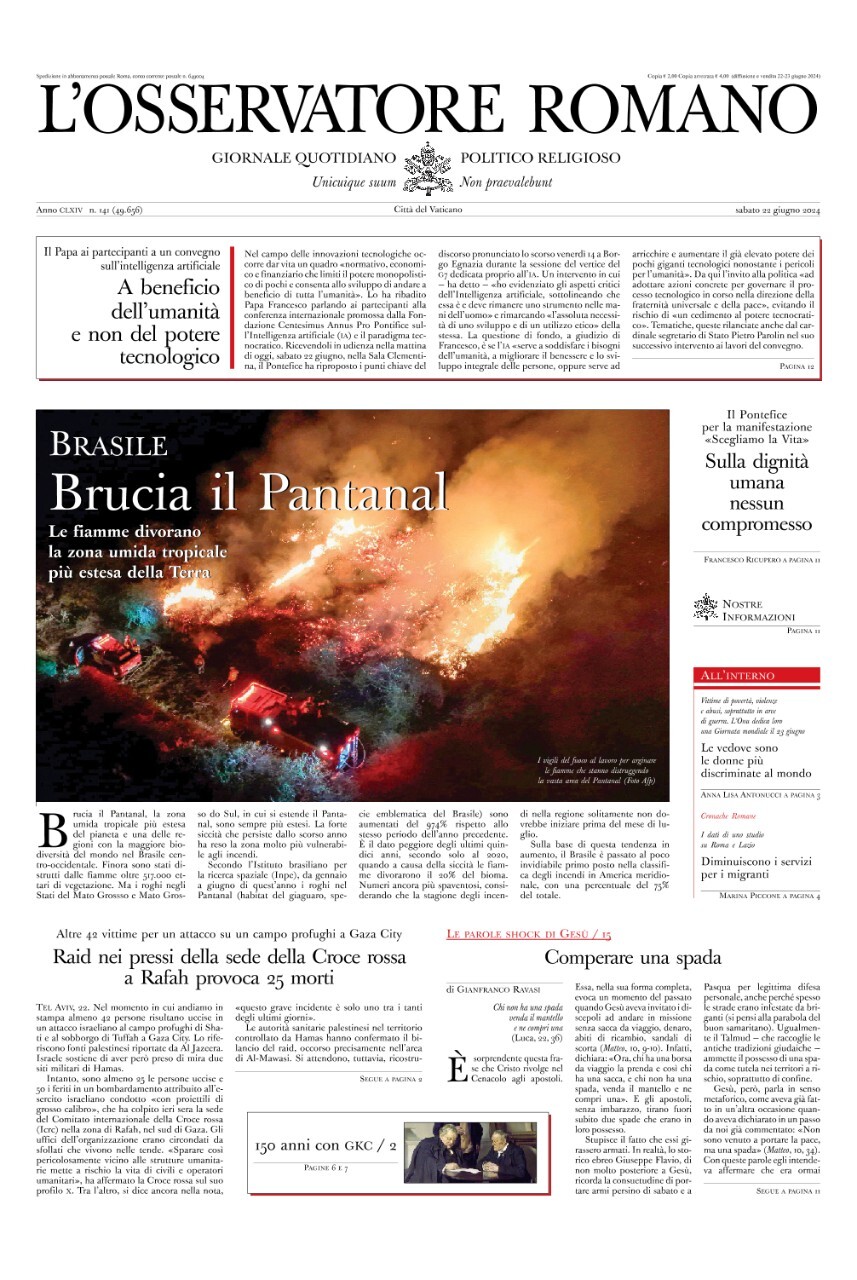 Prima-pagina-orservatore-romano-edizione-di-oggi-22-06-2024