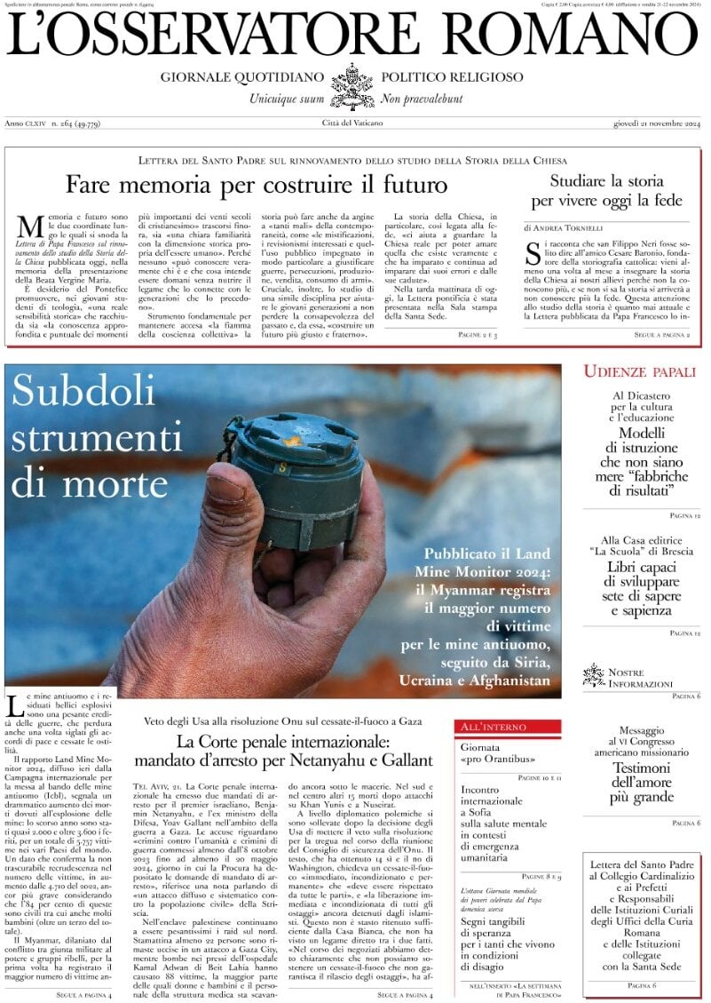 Prima-pagina-orservatore-romano-edizione-di-oggi-22-11-2024