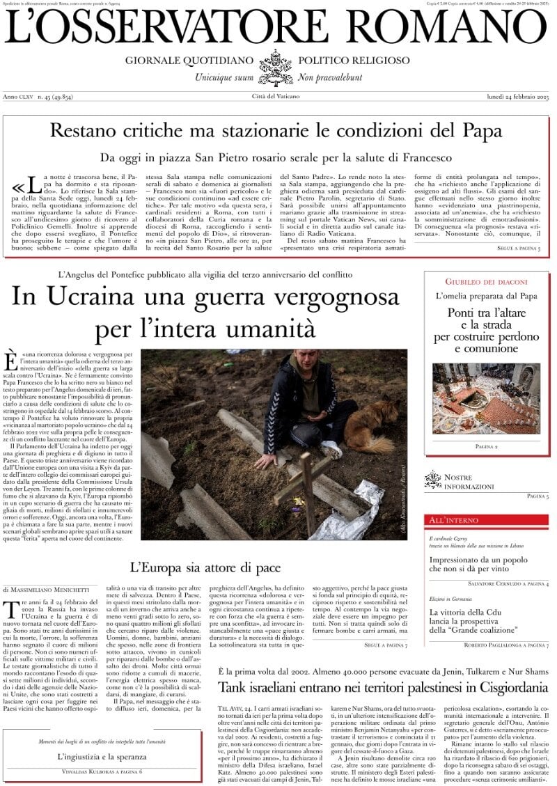 Prima-pagina-orservatore-romano-edizione-di-oggi-24-02-2025