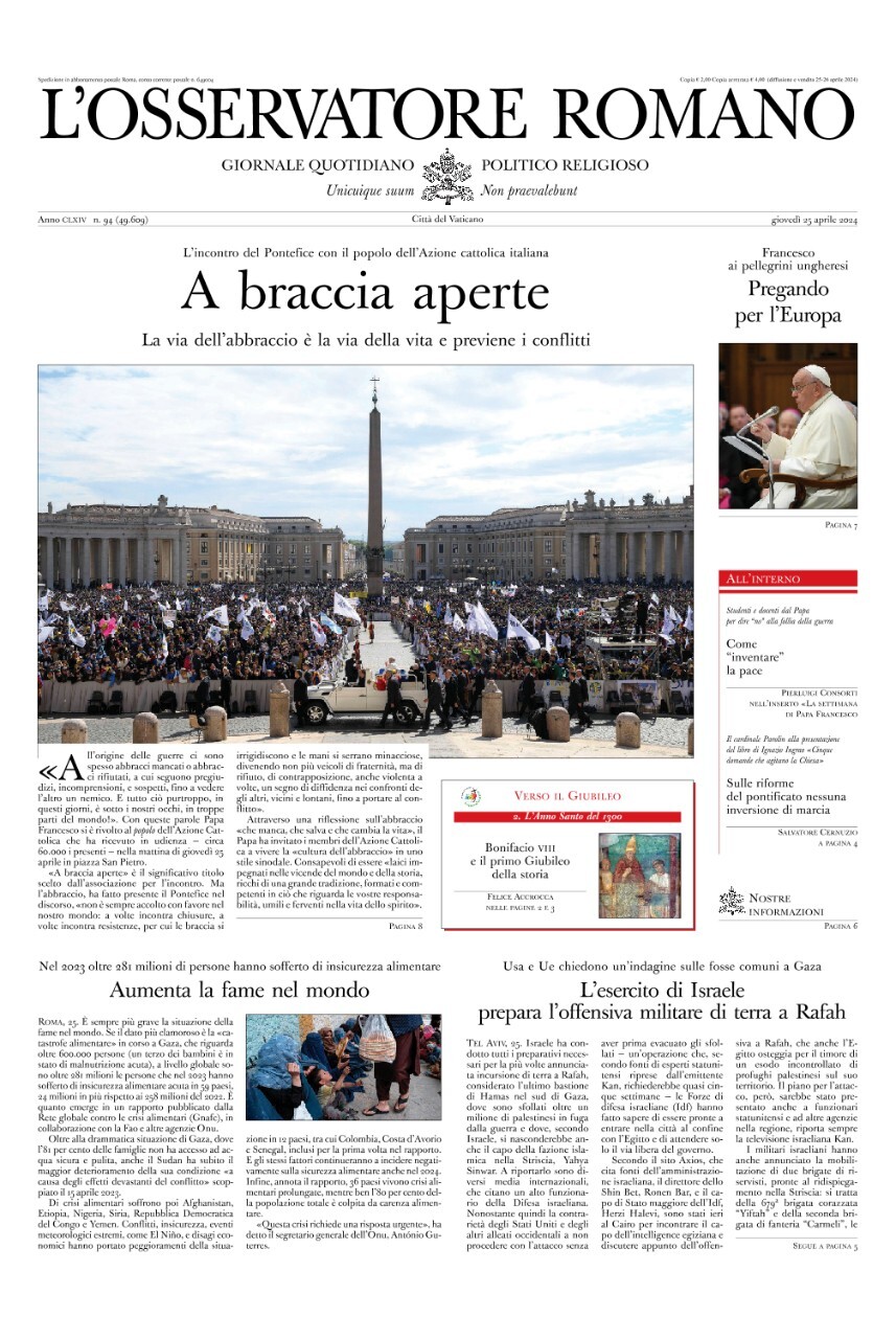 Prima-pagina-orservatore-romano-edizione-di-oggi-25-04-2024