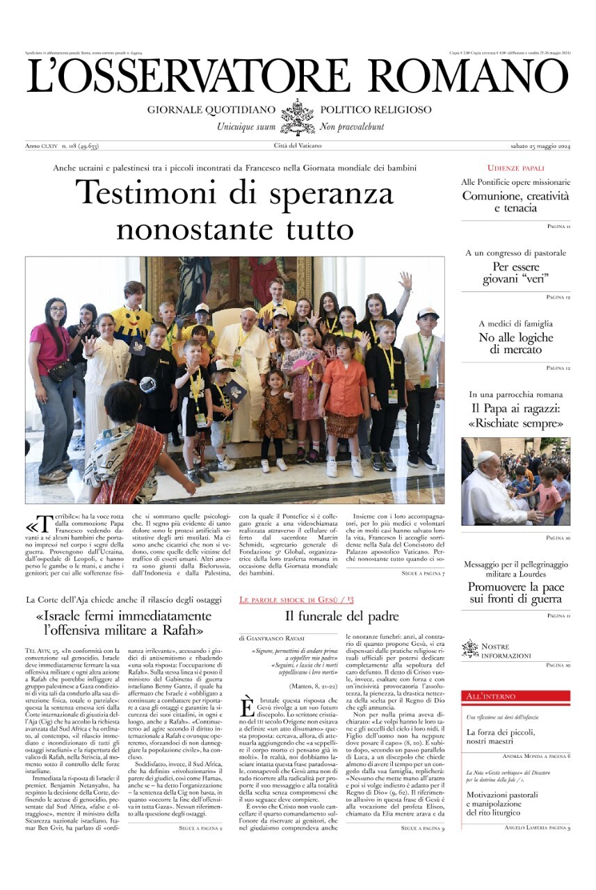 Prima-pagina-orservatore-romano-edizione-di-oggi-25-05-2024