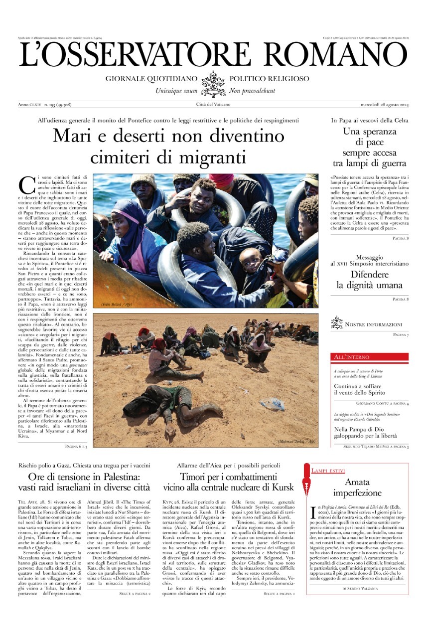 Prima-pagina-orservatore-romano-edizione-di-oggi-28-08-2024