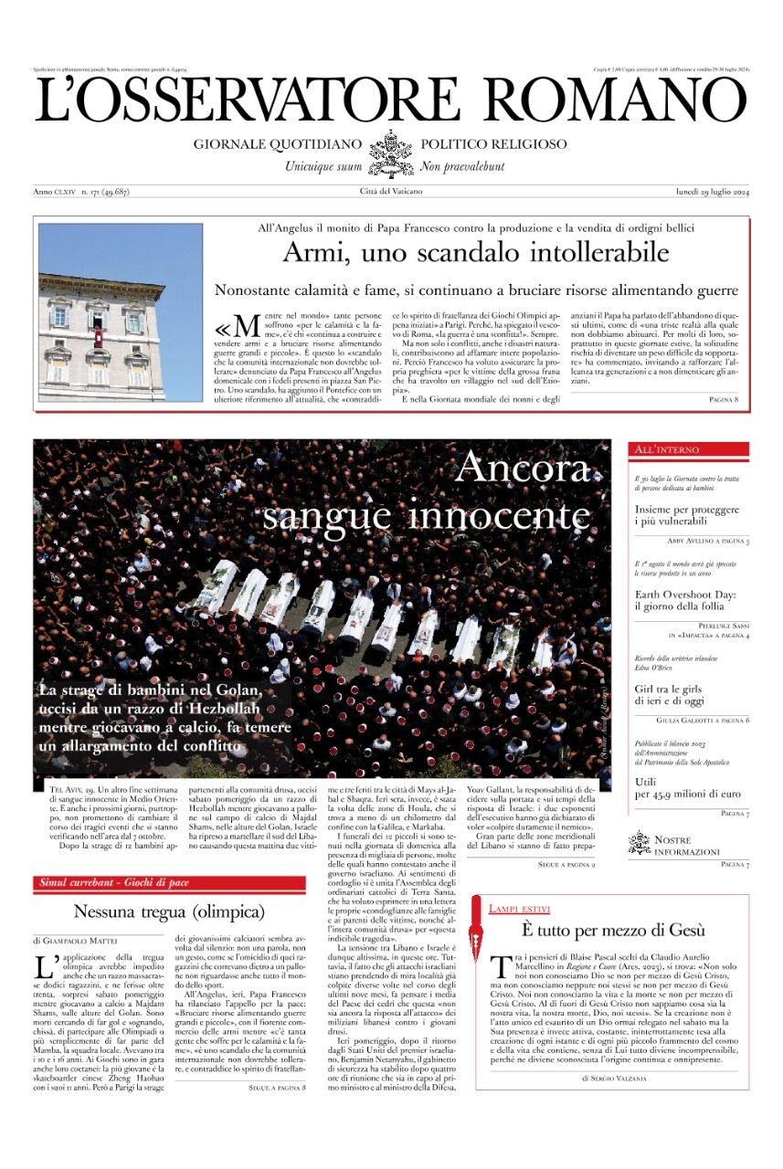 Prima-pagina-orservatore-romano-edizione-di-oggi-29-07-2024