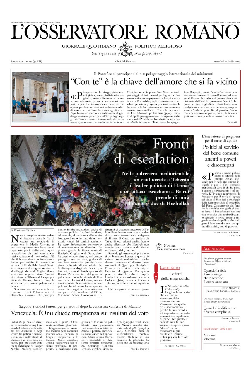 Prima-pagina-orservatore-romano-edizione-di-oggi-31-07-2024