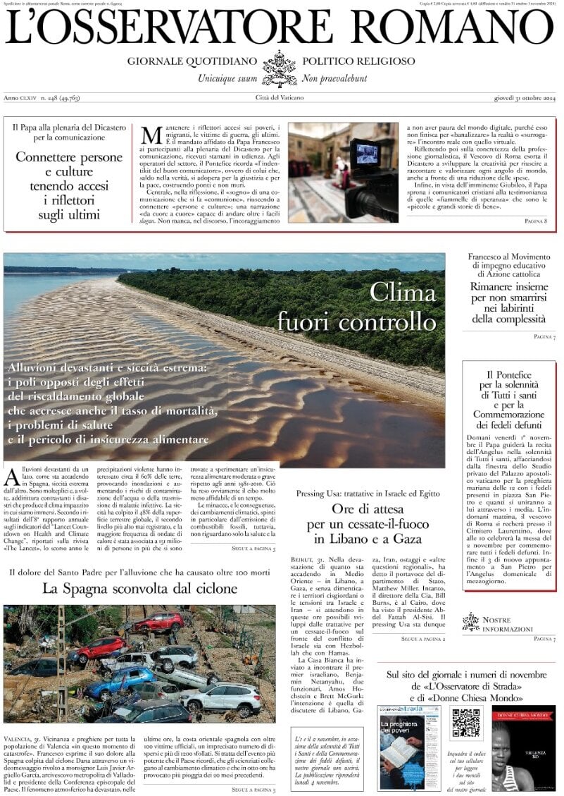 Prima-pagina-orservatore-romano-edizione-di-oggi-31-10-2024