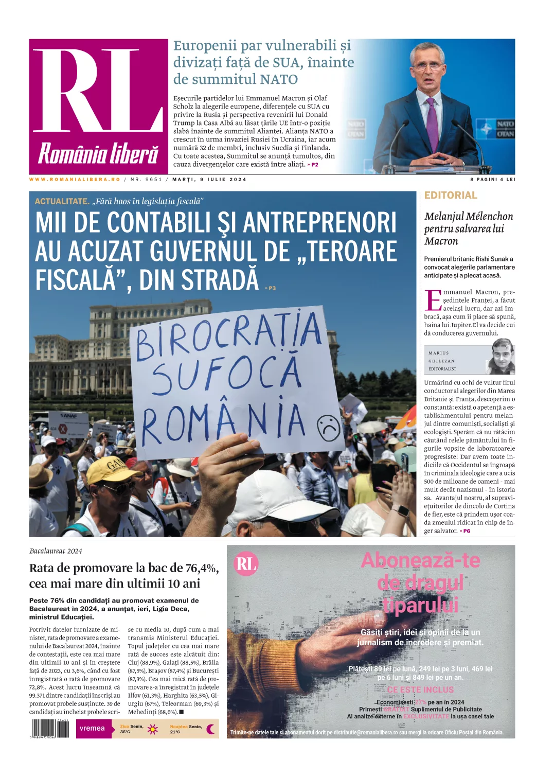 Prima-pagina-Romania-libera-edizione-di-oggi-