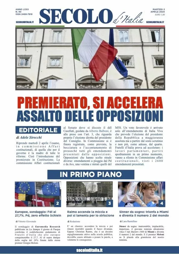 Prima-pagina-secolo-d-italia-edizione-di-oggi-02-04-2024