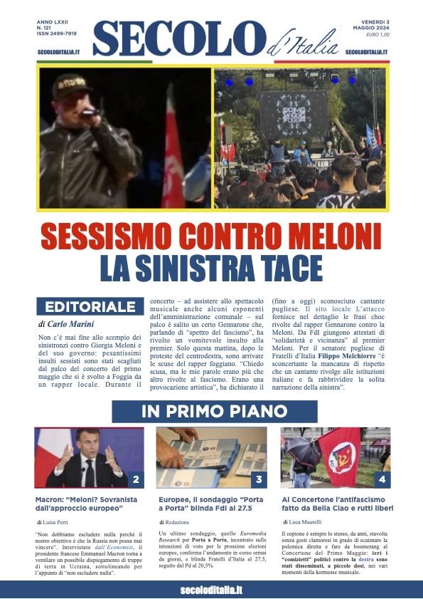 Prima-pagina-secolo-d-italia-edizione-di-oggi-03-05-2024