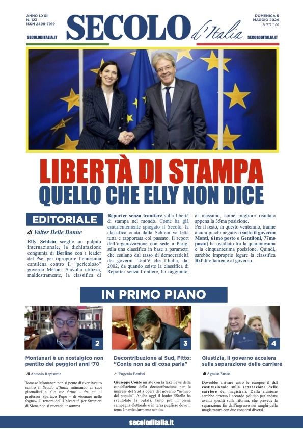 Prima-pagina-secolo-d-italia-edizione-di-oggi-05-05-2024