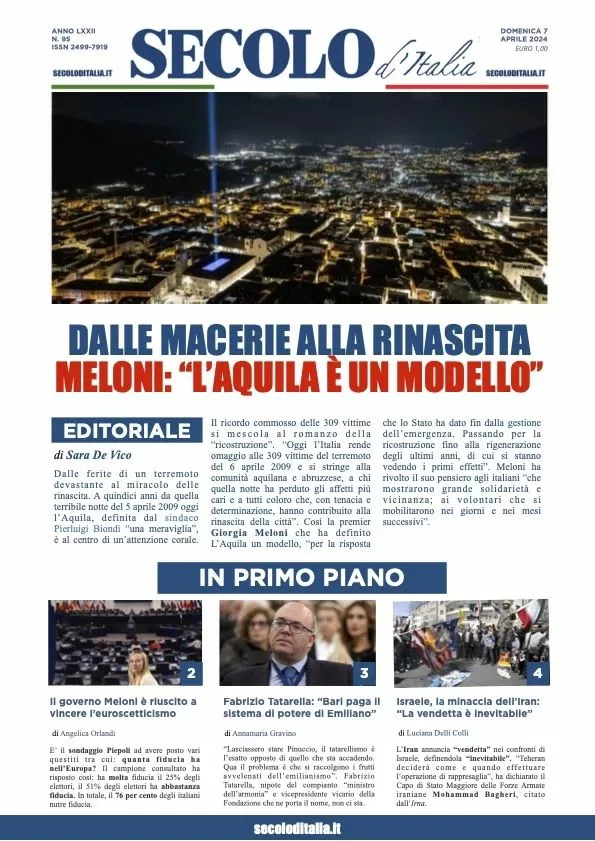 Prima-pagina-secolo-d-italia-edizione-di-oggi-07-04-2024