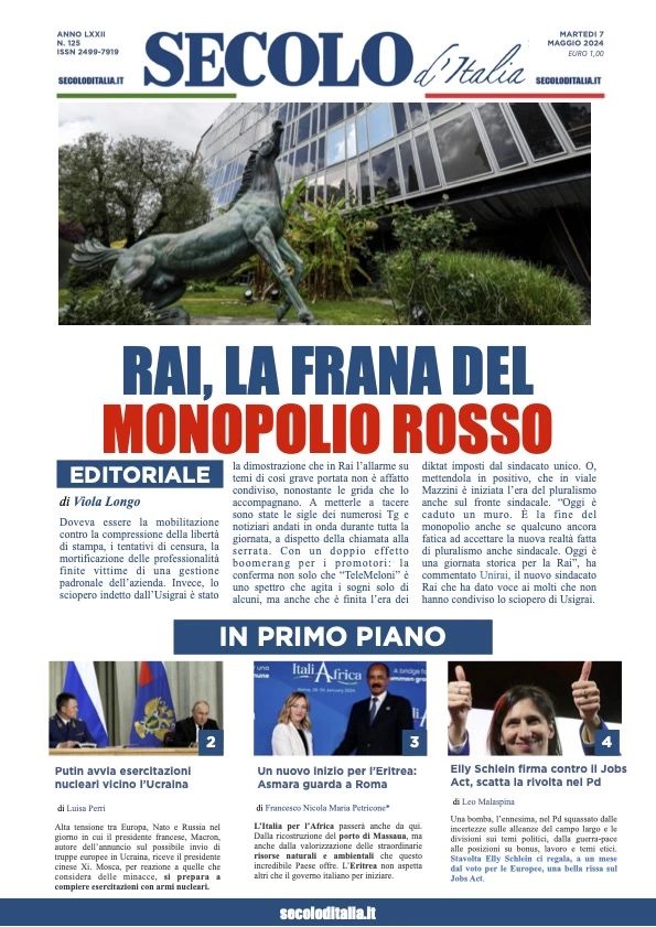 Prima-pagina-secolo-d-italia-edizione-di-oggi-07-05-2024