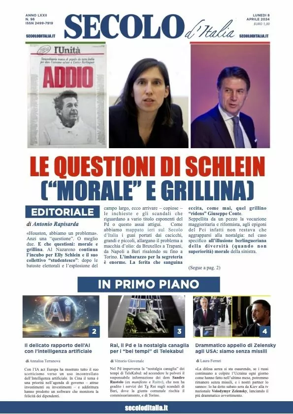 Prima-pagina-secolo-d-italia-edizione-di-oggi-08-04-2024