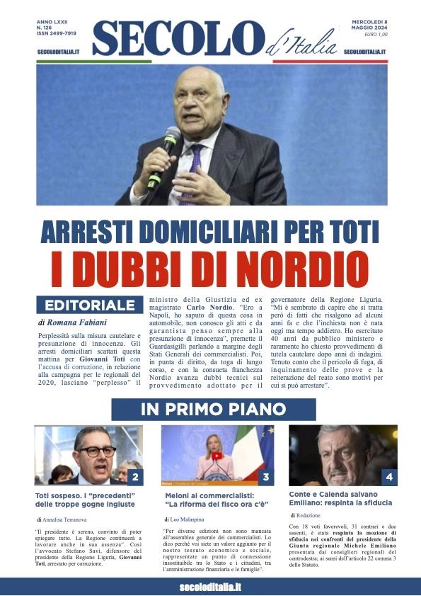 Prima-pagina-secolo-d-italia-edizione-di-oggi-08-05-2024