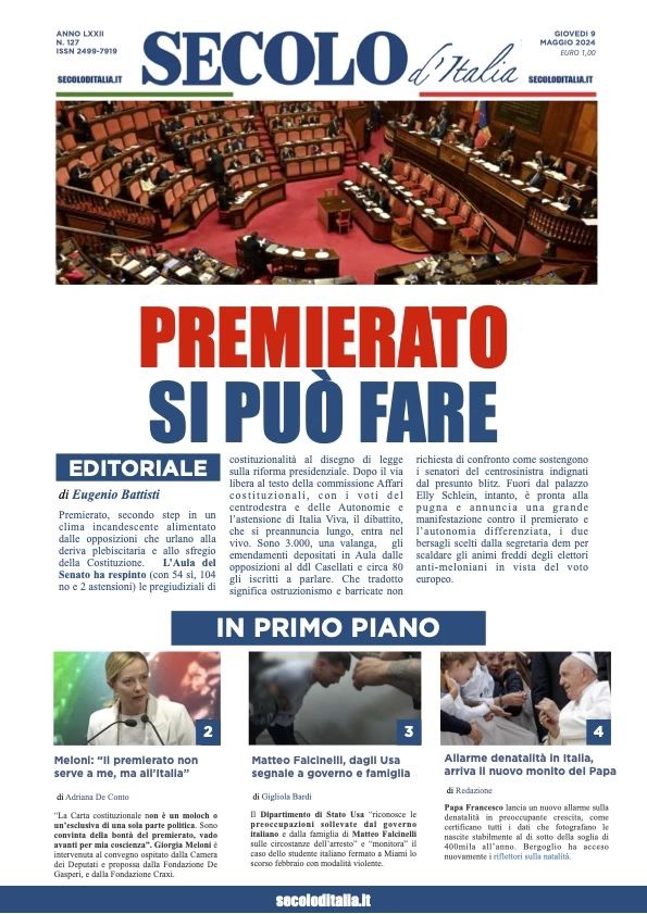 Prima-pagina-secolo-d-italia-edizione-di-oggi-09-05-2024