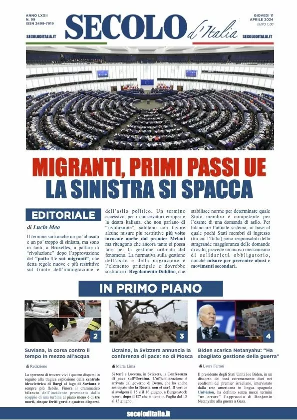 Prima-pagina-secolo-d-italia-edizione-di-oggi-11-04-2024