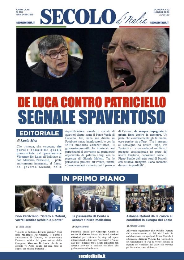 Prima-pagina-secolo-d-italia-edizione-di-oggi-12-05-2024