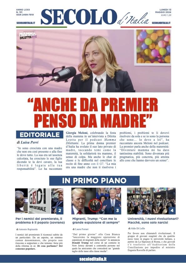 Prima-pagina-secolo-d-italia-edizione-di-oggi-13-05-2024