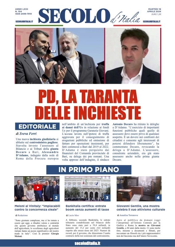 Prima-pagina-secolo-d-italia-edizione-di-oggi-16-04-2024