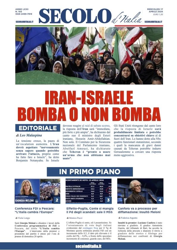 Prima-pagina-secolo-d-italia-edizione-di-oggi-17-04-2024