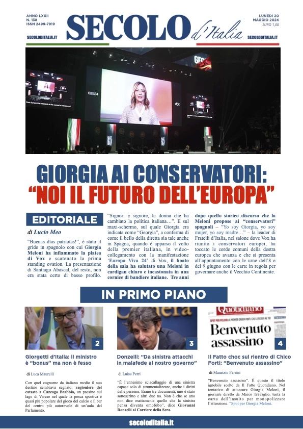 Prima-pagina-secolo-d-italia-edizione-di-oggi-20-05-2024