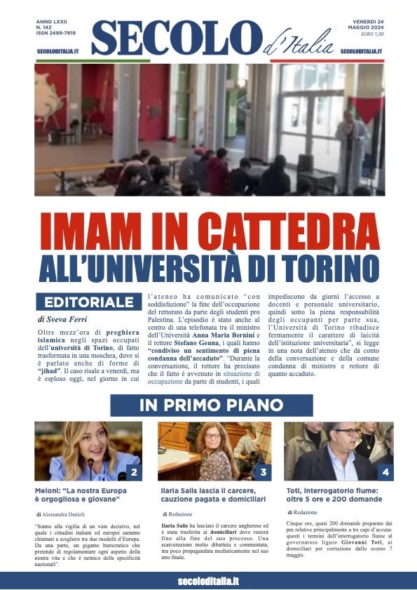 Prima-pagina-secolo-d-italia-edizione-di-oggi-24-05-2024