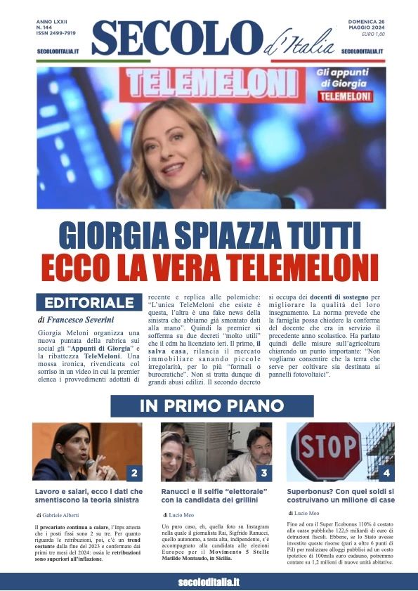 Prima-pagina-secolo-d-italia-edizione-di-oggi-26-05-2024