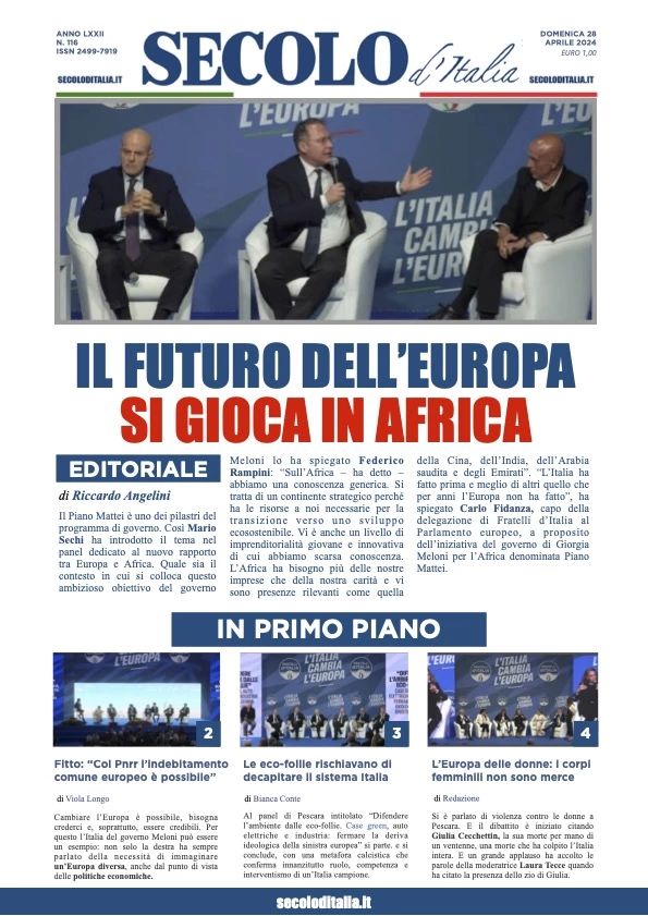 Prima-pagina-secolo-d-italia-edizione-di-oggi-28-04-2024