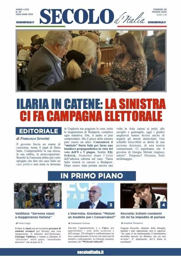 Prima-pagina-secolo-d-italia-edizione-di-oggi-29-03-2024