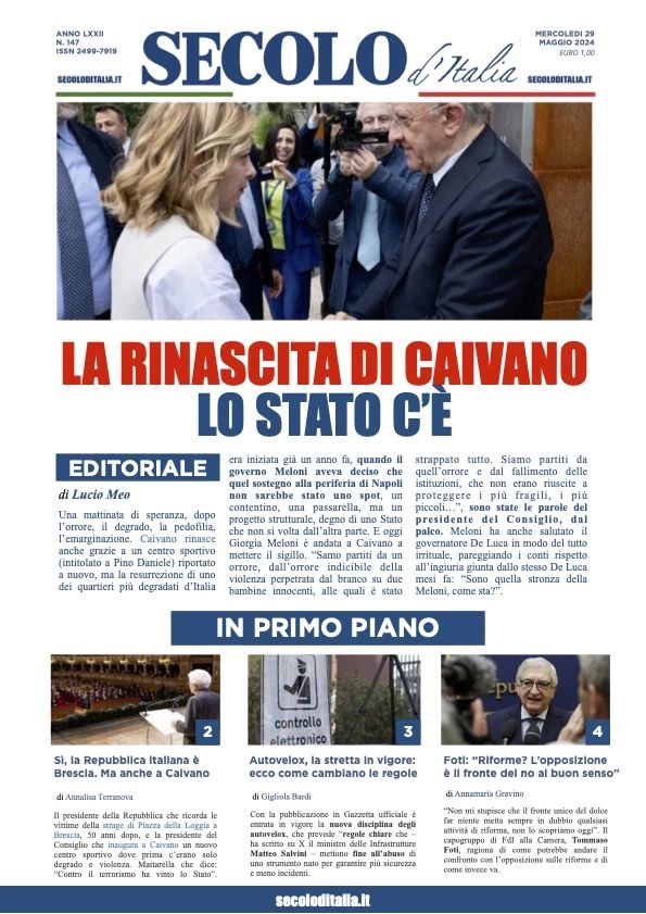 Prima-pagina-secolo-d-italia-edizione-di-oggi-29-05-2024