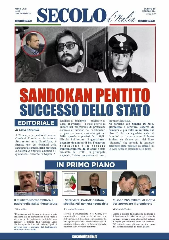 Prima-pagina-secolo-d-italia-edizione-di-oggi-30-03-2024