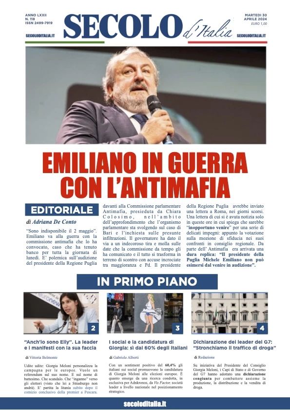 Prima-pagina-secolo-d-italia-edizione-di-oggi-30-04-2024