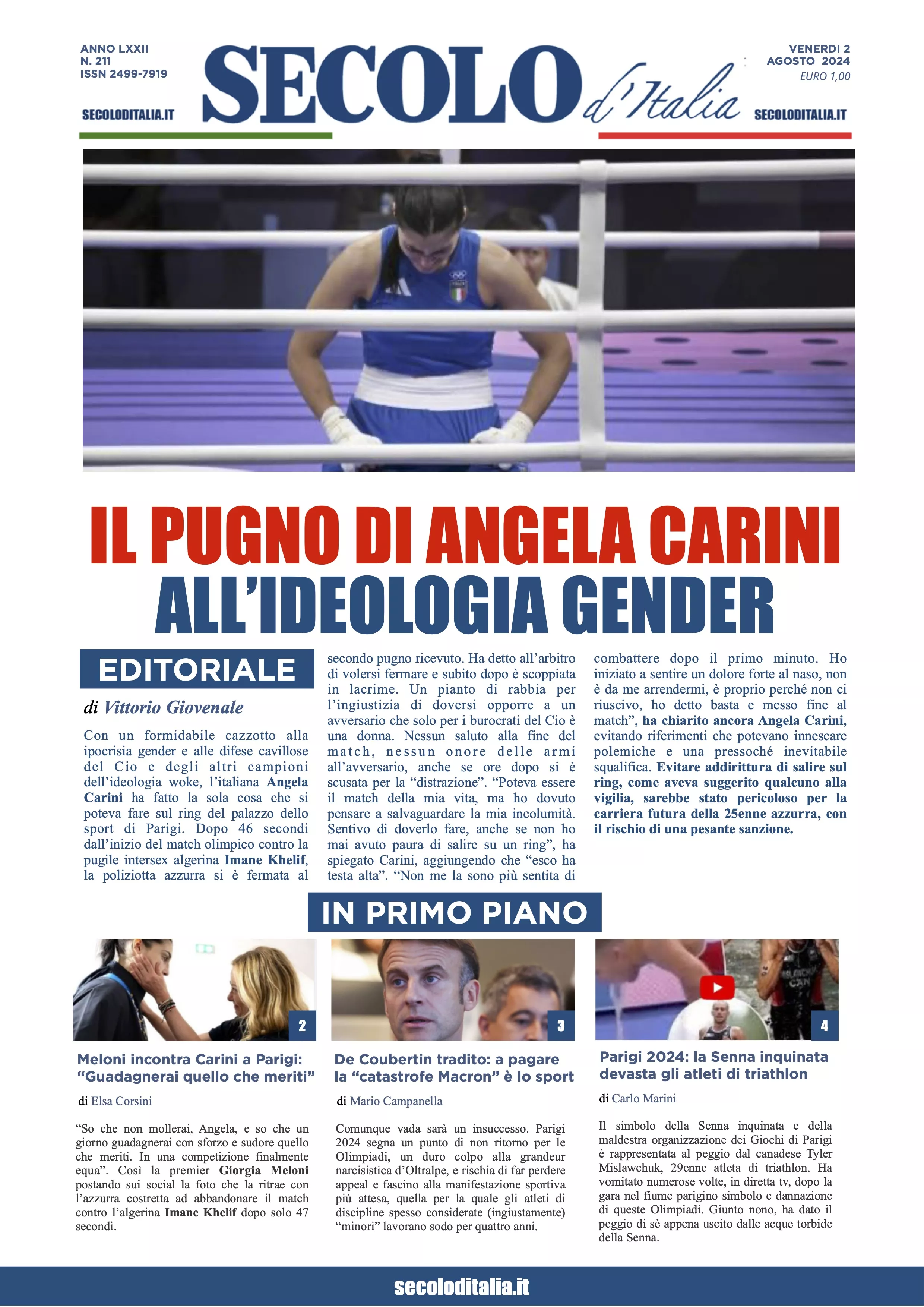 Prima-pagina-secolo-italia-oggi-edizione-di-oggi-02-08-2024