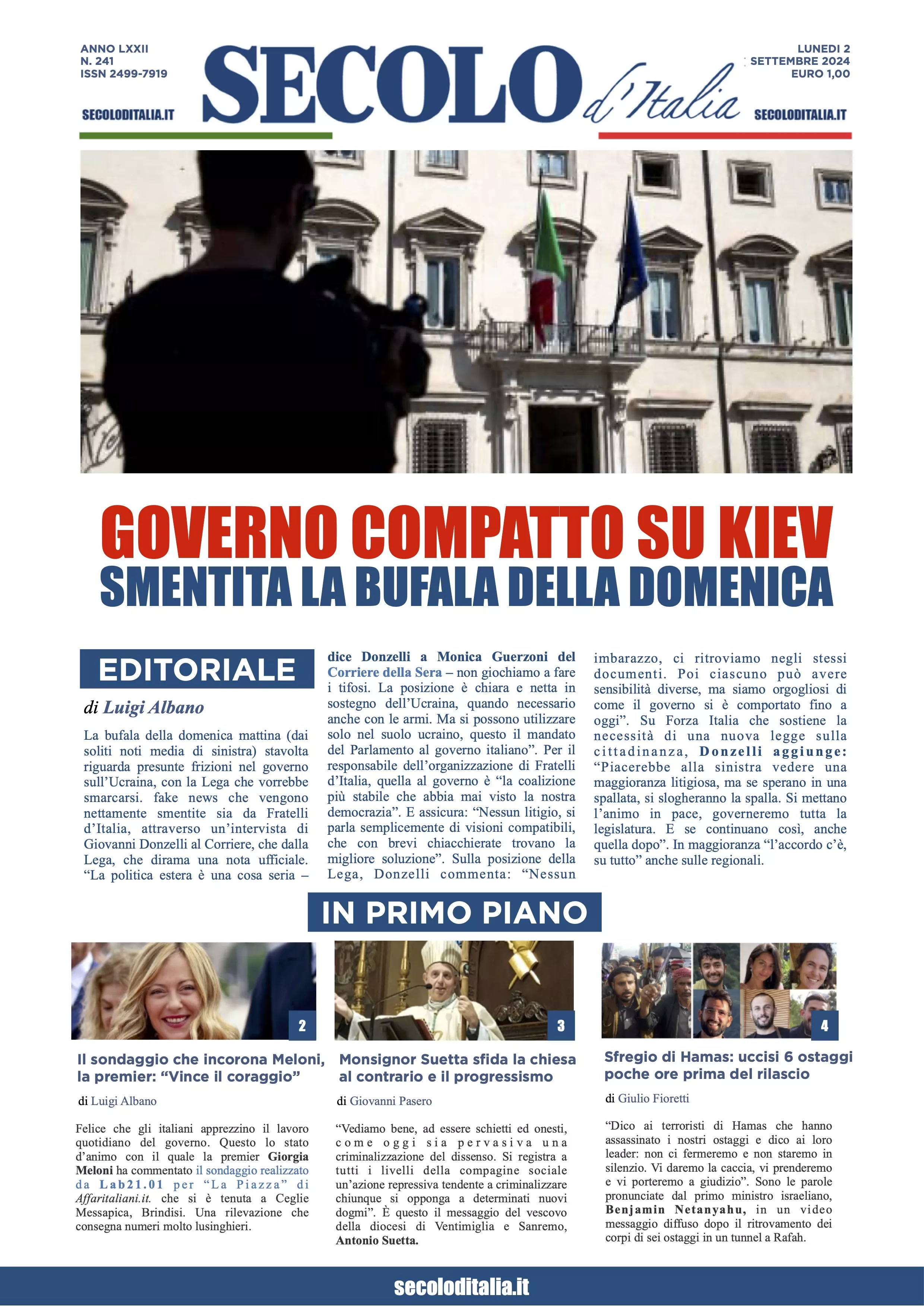 Prima-pagina-secolo-italia-oggi-edizione-di-oggi-02-09-2024