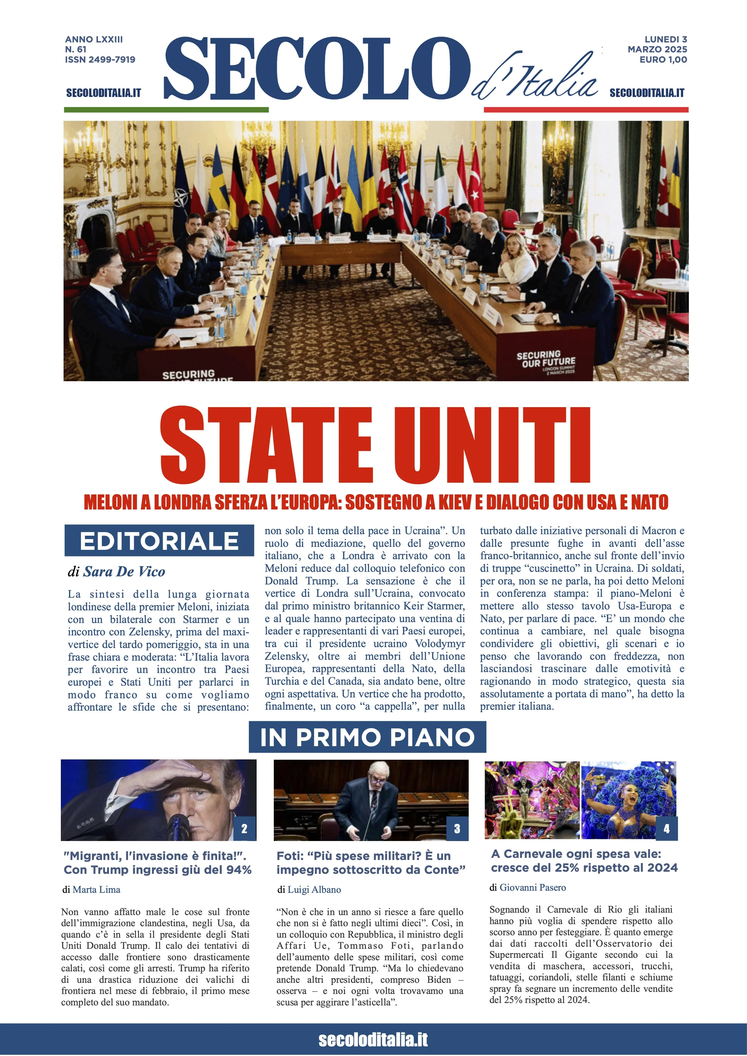 Prima-pagina-secolo-italia-oggi-edizione-di-oggi-03-03-2025