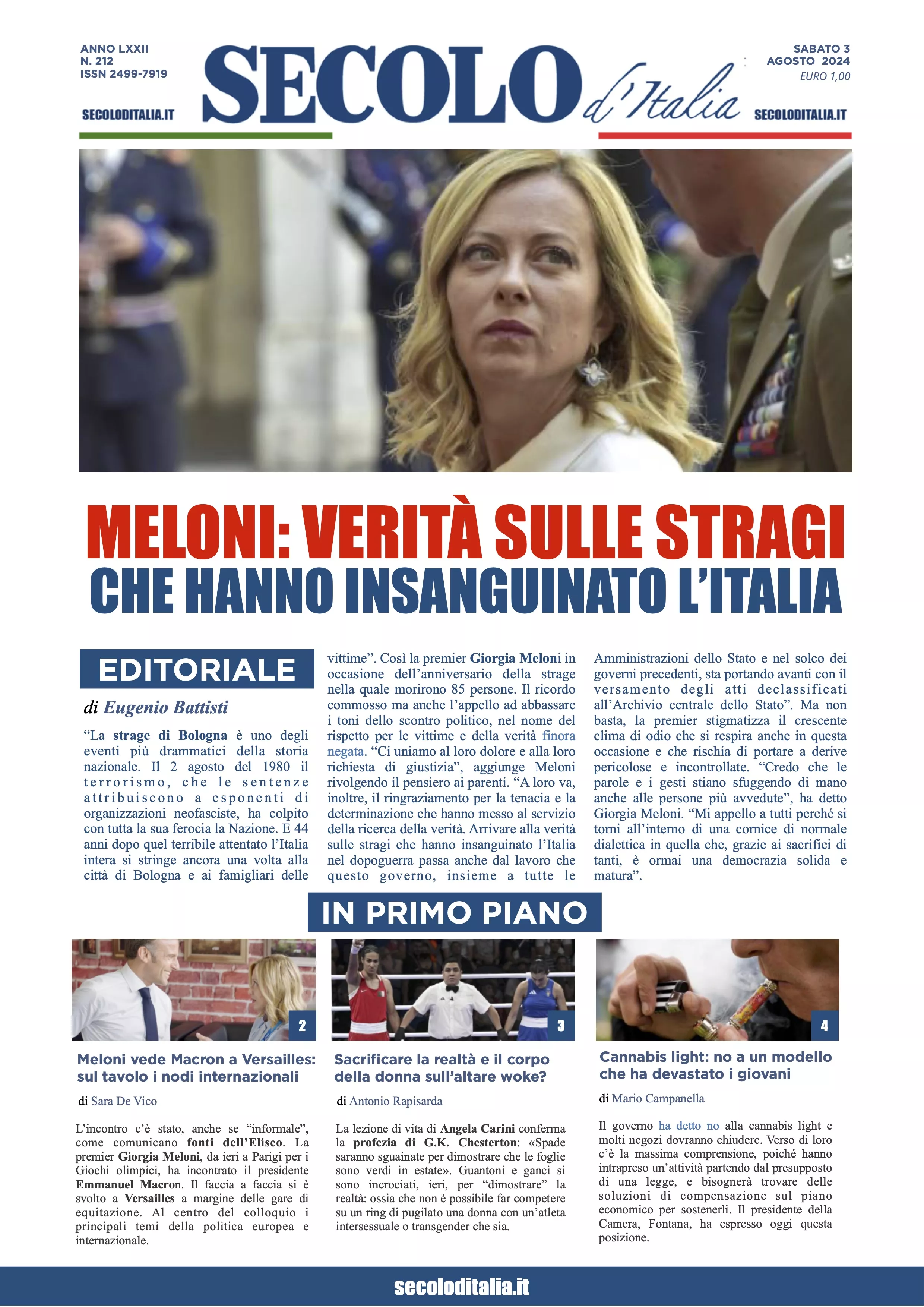 Prima-pagina-secolo-italia-oggi-edizione-di-oggi-03-08-2024