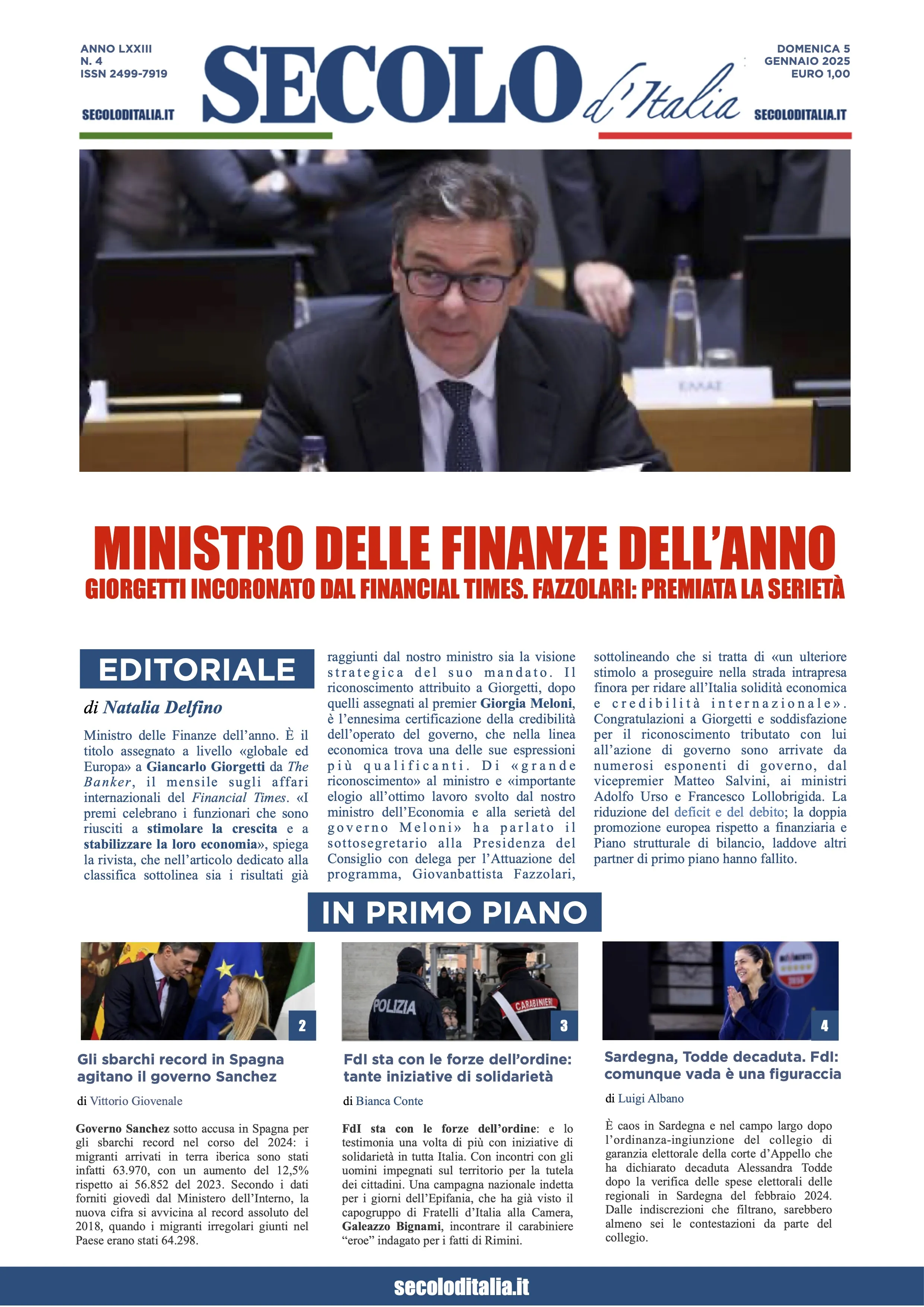 Prima-pagina-secolo-italia-oggi-edizione-di-oggi-05-01-2025