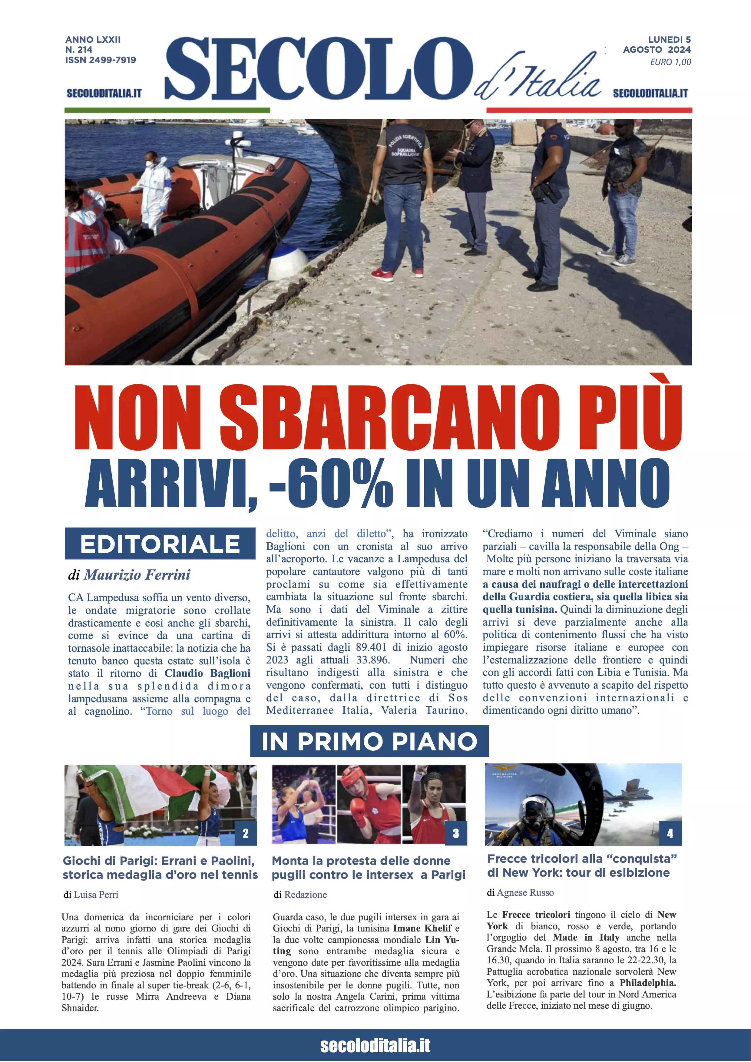 Prima-pagina-secolo-italia-oggi-edizione-di-oggi-05-08-2024